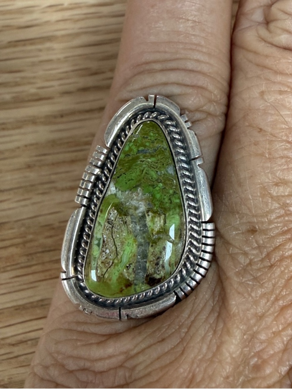 Handcrafted Green Carico Lake Turquoise Sterling Ring